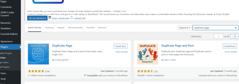 WordPress Duplicate Page 1